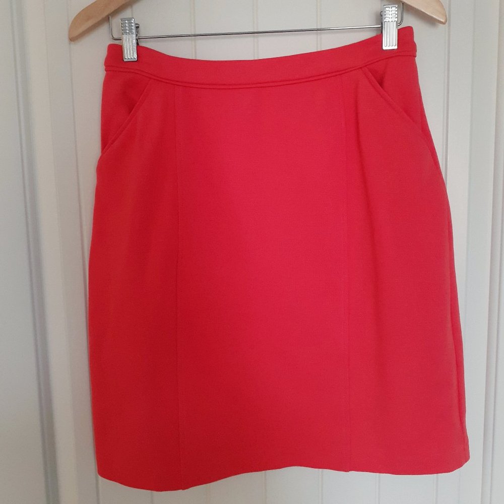 Boden Cotton Blend Tweed Straight Knee Skirt with Pockets Coral Orange Size 6L